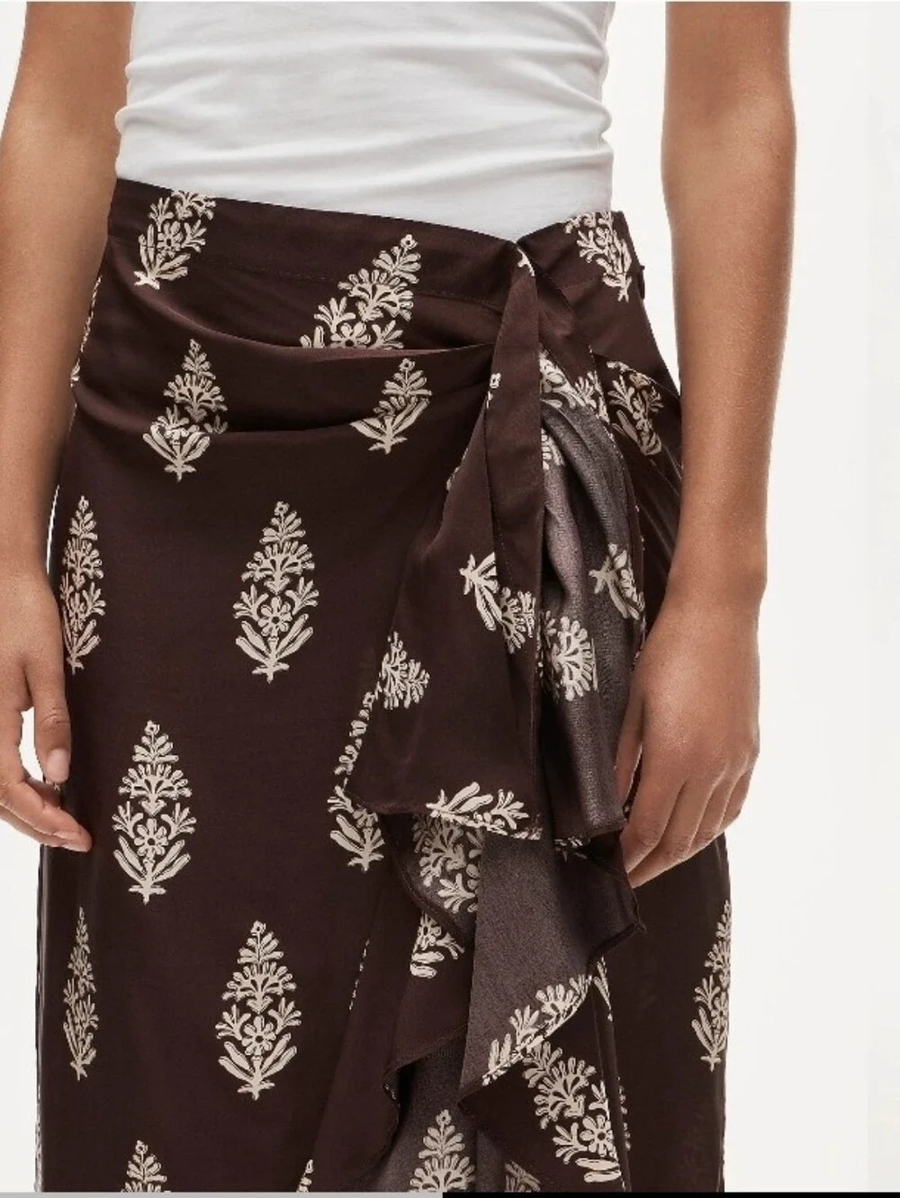 J. Crew Faux Wrap Skirt In Cocoa Block Print Size 8 Nwot
